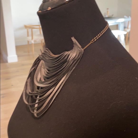 Available for purchase with @7lions !!NWOT silver sprayed rubber wave necklace - Picture 3 of 4